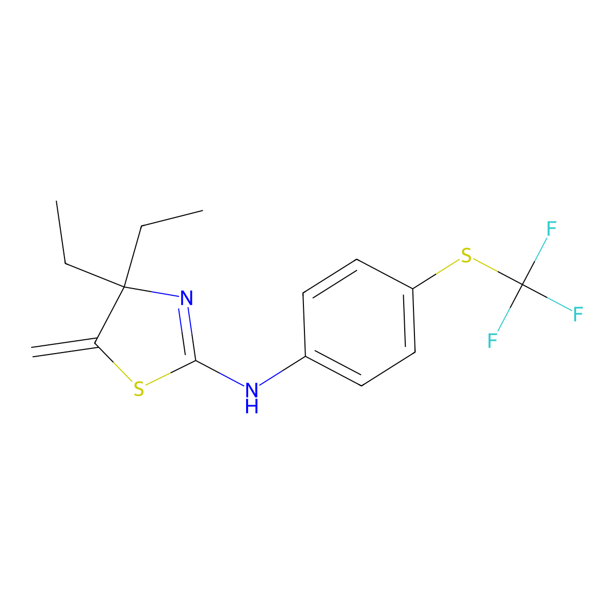 4,4-diethyl-5-methylidene-N-[4-(trifluoromethylsulfanyl)phenyl]-1,3-thiazol-2-amine molecular structure, CAS 1024069-89-3