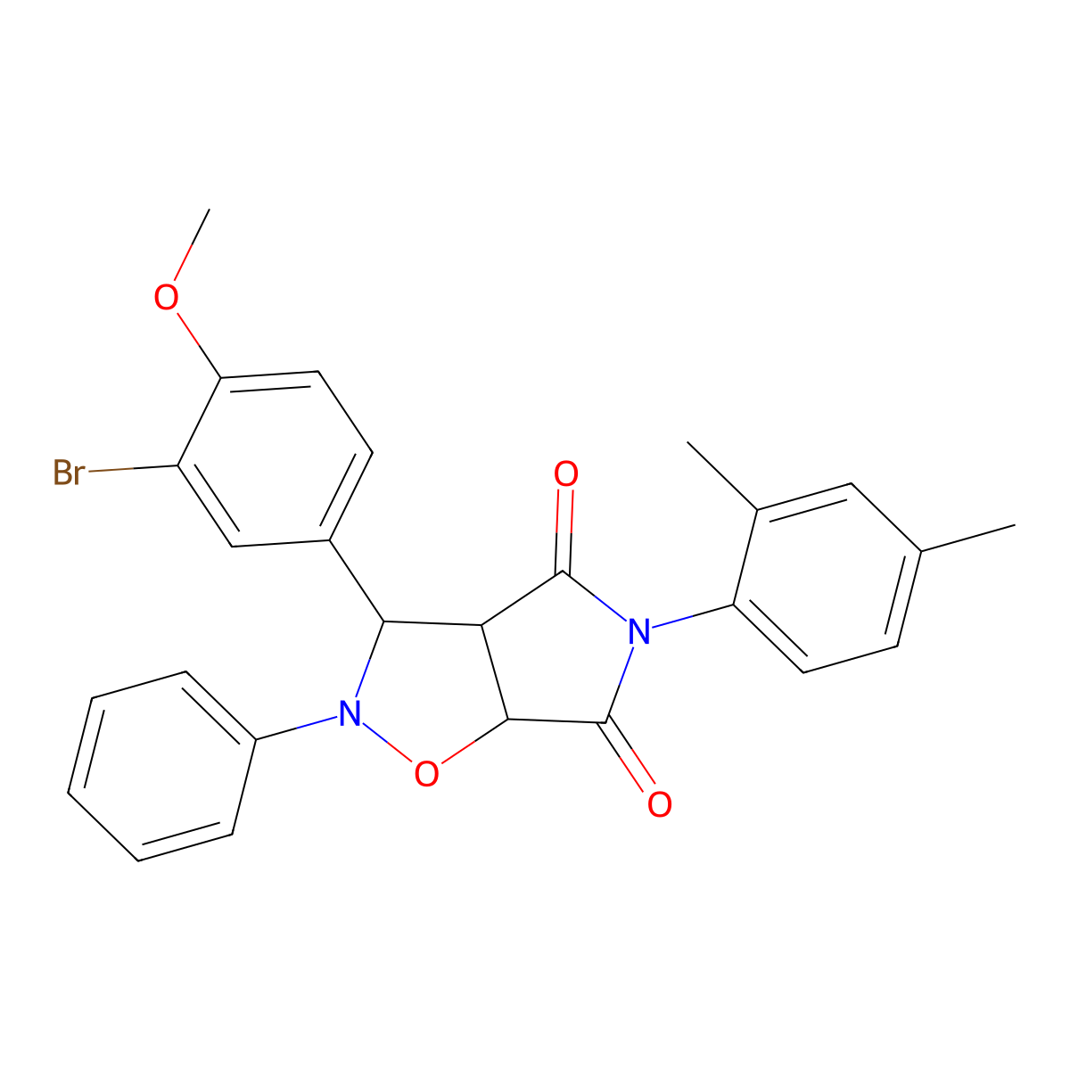 3-(3-bromo-4-methoxyphenyl)-5-(2,4-dimethylphenyl)-2-phenyldihydro-2H-pyrrolo[3,4-d][1,2]oxazole-4,6(3H,5H)-dione molecular structure, CAS 1024077-43-7