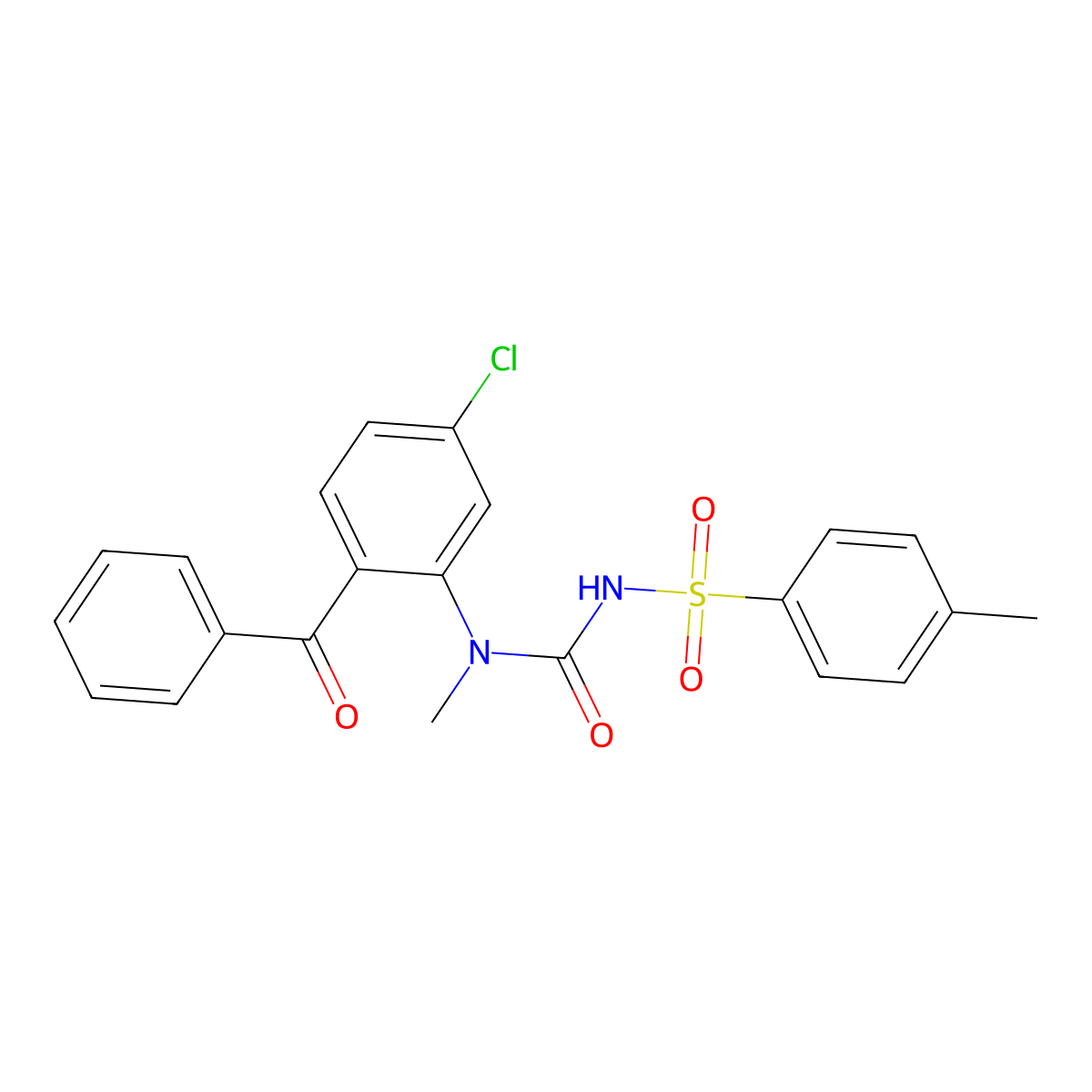 1-(2-Benzoyl-5-chlorophenyl)-1-methyl-3-(4-methylphenyl)sulfonylurea molecular structure, CAS 1024078-05-4