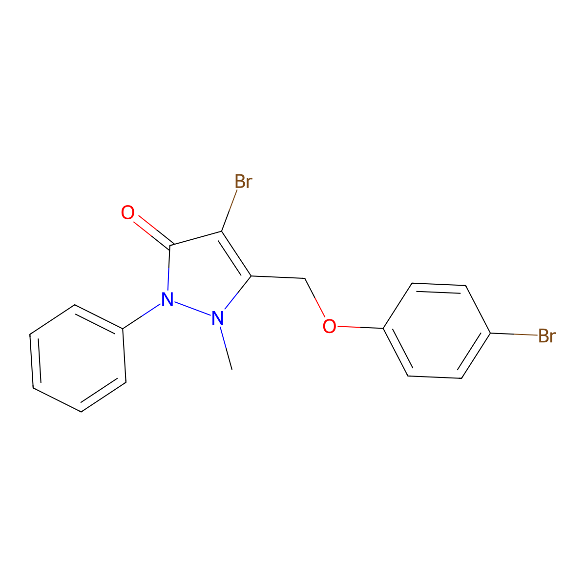 4-Bromo-3-((4-bromophenoxy)methyl)-2-methyl-1-phenyl-3-pyrazolin-5-one molecular structure, CAS 1024081-72-8