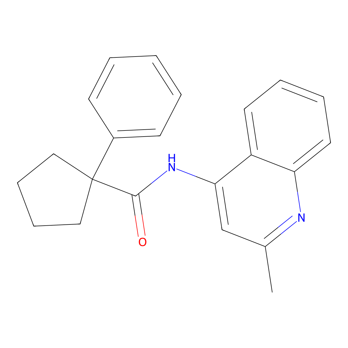 N-(2-methylquinolin-4-yl)-1-phenylcyclopentane-1-carboxamide molecular structure, CAS 1024081-77-3