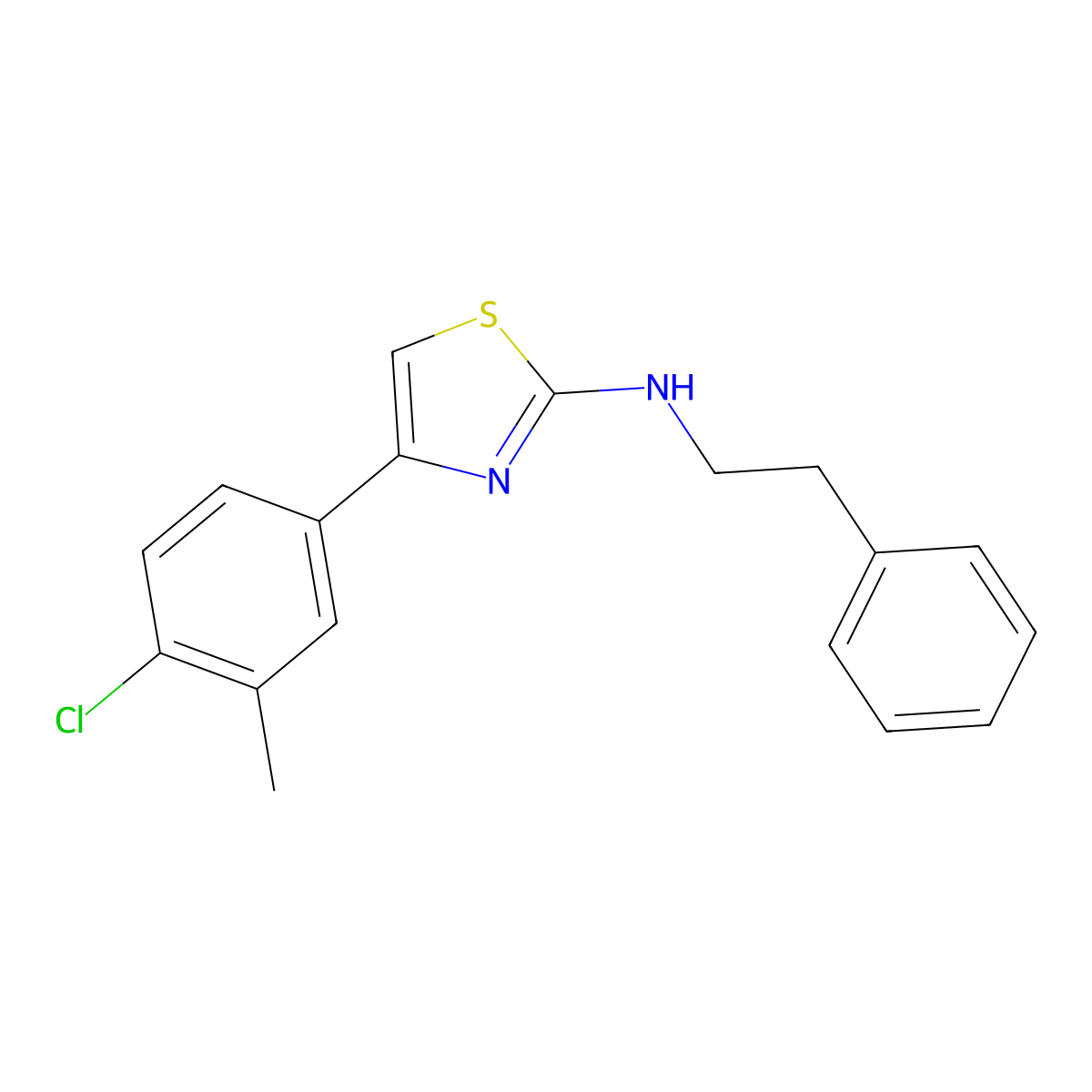 (4-(4-Chloro-3-methylphenyl)(2,5-thiazolyl))(2-phenylethyl)amine molecular structure, CAS 1024081-87-5