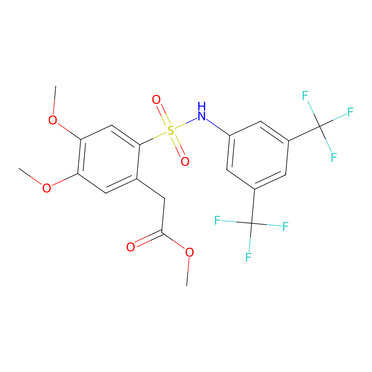 Methyl (2-(((3,5-bis(trifluoromethyl)phenyl)amino)sulfonyl)-4,5-dimethoxyphenyl)acetate molecular structure, CAS 1024082-03-8