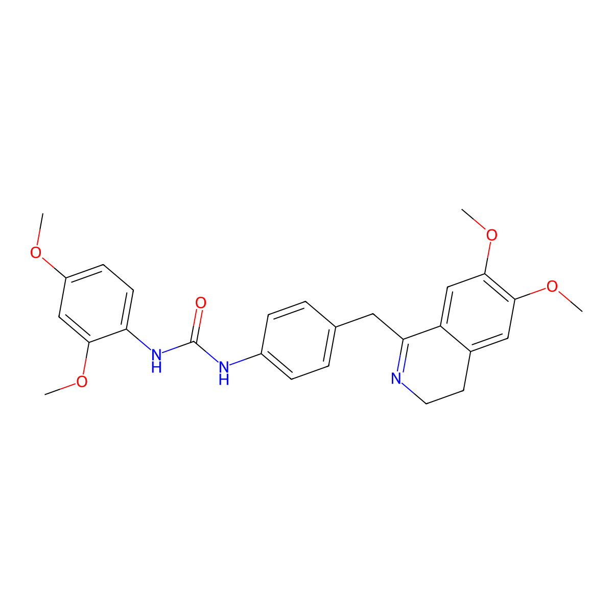1-[4-[(6,7-Dimethoxy-3,4-dihydroisoquinolin-1-yl)methyl]phenyl]-3-(2,4-dimethoxyphenyl)urea molecular structure, CAS 1024082-05-0