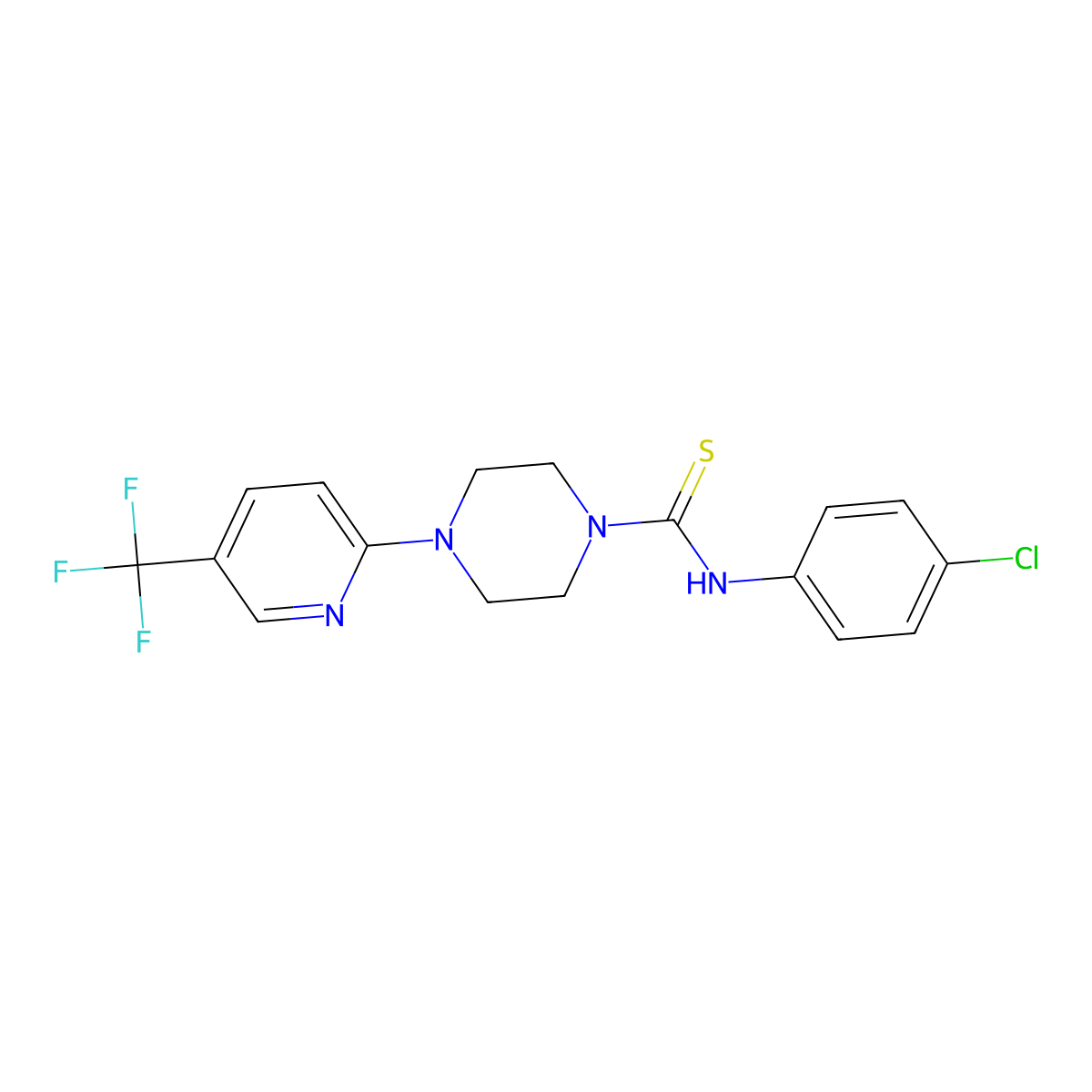 N-(4-chlorophenyl)-4-[5-(trifluoromethyl)pyridin-2-yl]piperazine-1-carbothioamide molecular structure, CAS 1024082-30-1