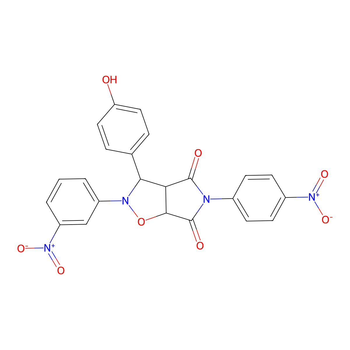 3-(4-hydroxyphenyl)-2-(3-nitrophenyl)-5-(4-nitrophenyl)dihydro-2H-pyrrolo[3,4-d][1,2]oxazole-4,6(3H,5H)-dione molecular structure, CAS 1024083-31-5