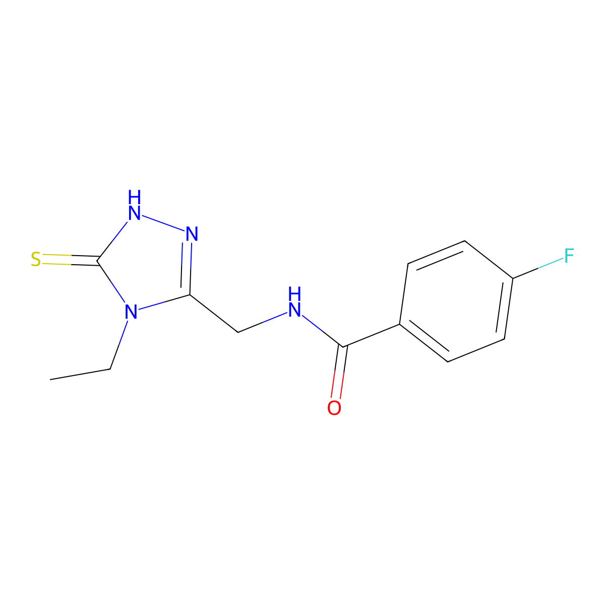 N-((4-Ethyl-5-mercapto-4H-1,2,4-triazol-3-yl)methyl)-4-fluorobenzamide molecular structure, CAS 1024086-36-9