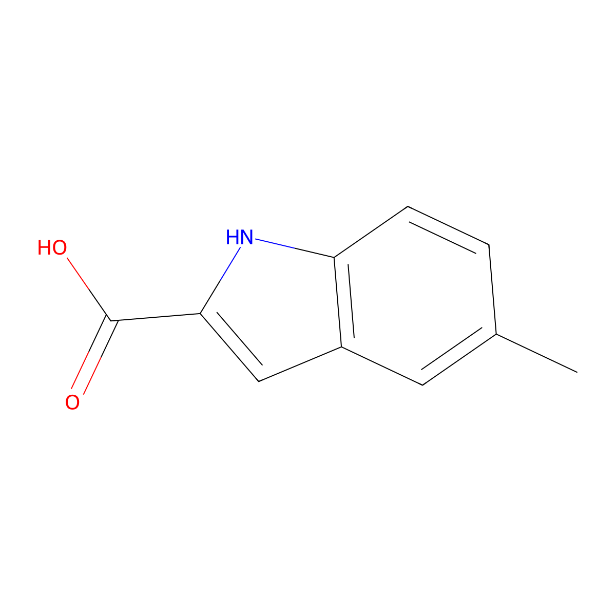 5-methyl-1H-indole-2-carboxylic acid molecular structure, CAS 10241-97-1
