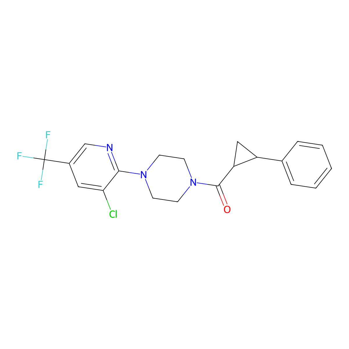 [4-[3-Chloro-5-(trifluoromethyl)pyridin-2-yl]piperazin-1-yl]-(2-phenylcyclopropyl)methanone molecular structure, CAS 1024113-34-5