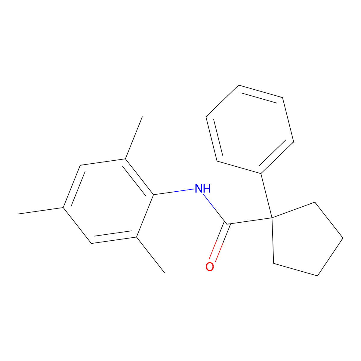 1-phenyl-N-(2,4,6-trimethylphenyl)cyclopentane-1-carboxamide molecular structure, CAS 1024113-59-4