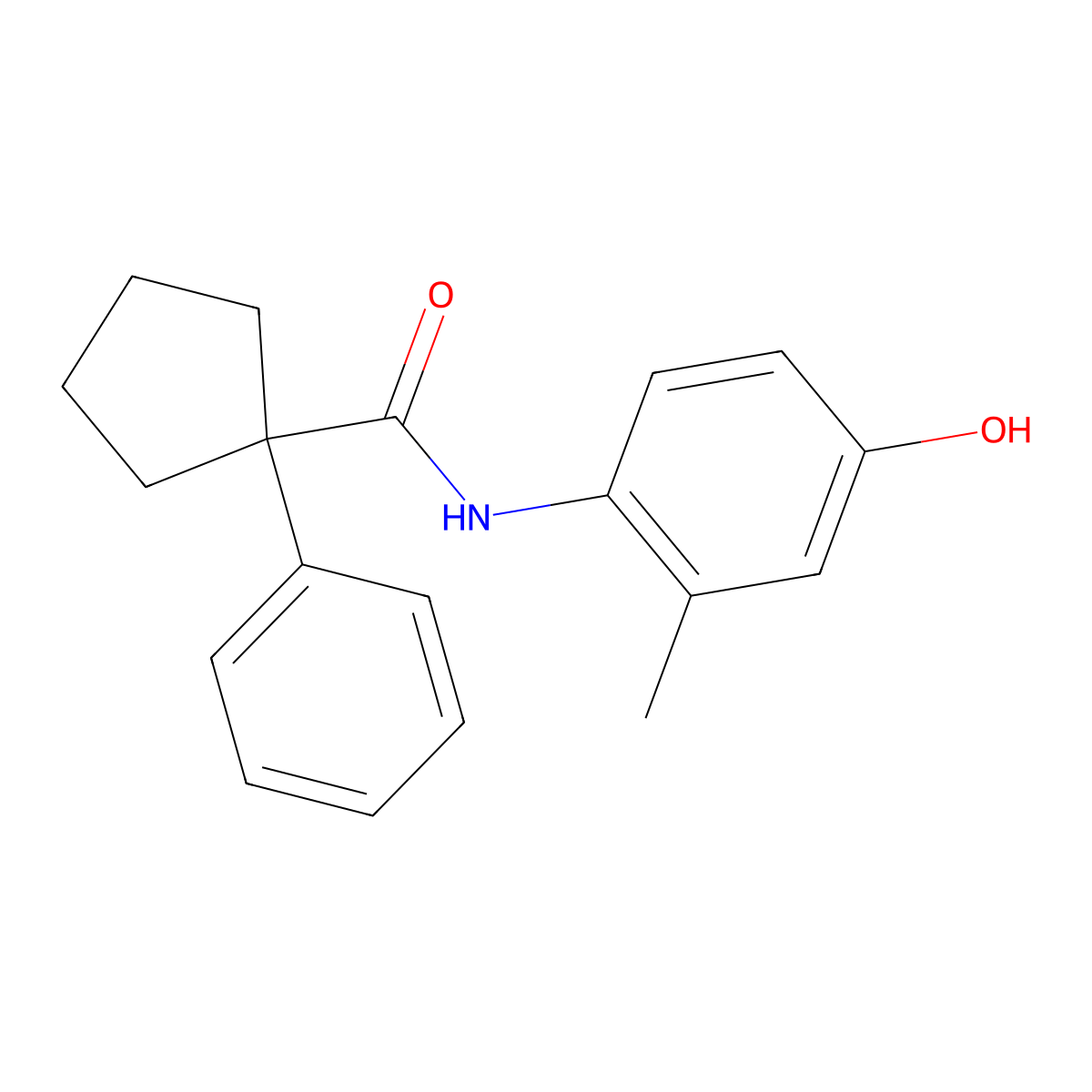 N-(4-hydroxy-2-methylphenyl)-1-phenylcyclopentane-1-carboxamide molecular structure, CAS 1024116-87-7