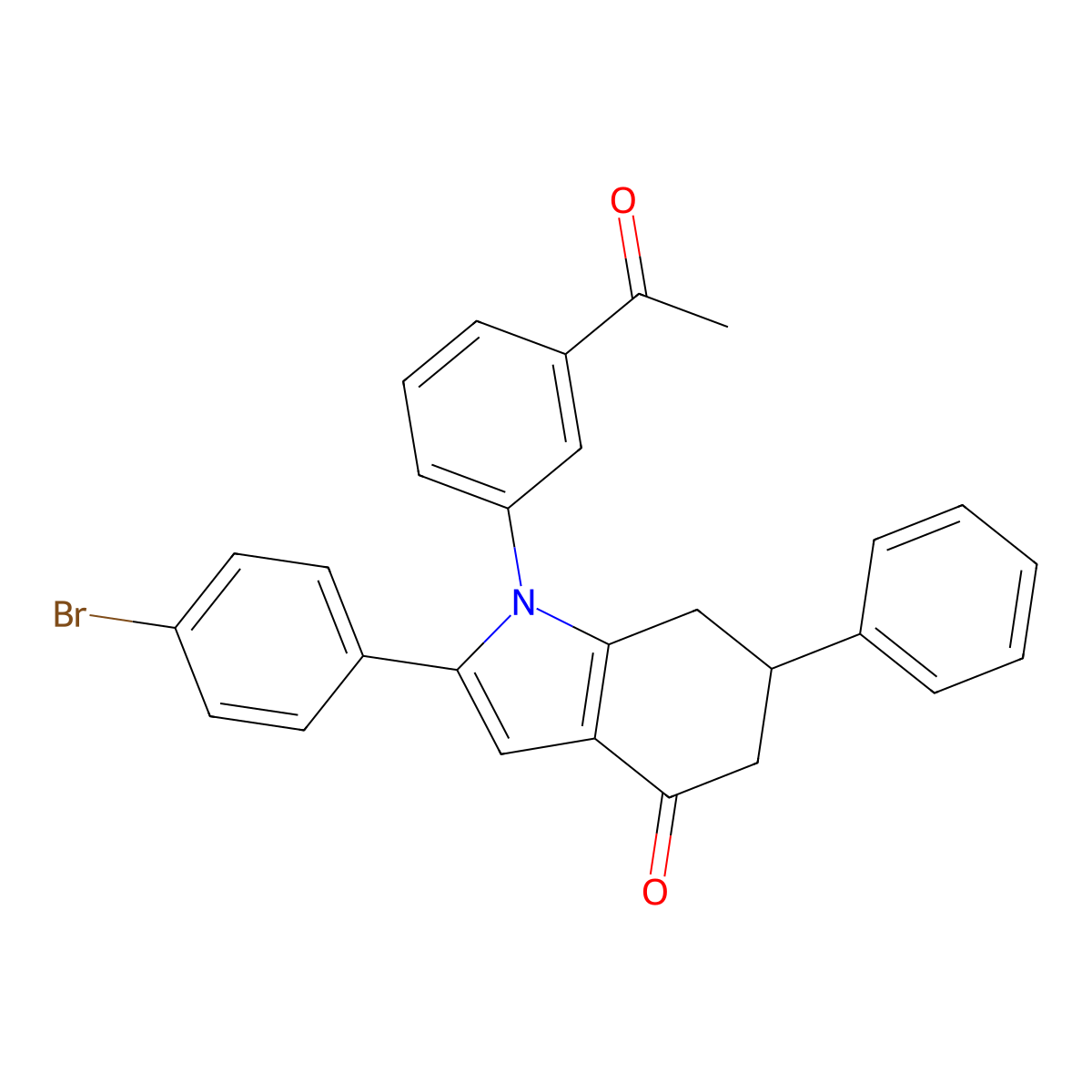 1-(3-acetylphenyl)-2-(4-bromophenyl)-6-phenyl-6,7-dihydro-5H-indol-4-one molecular structure, CAS 1024118-13-5