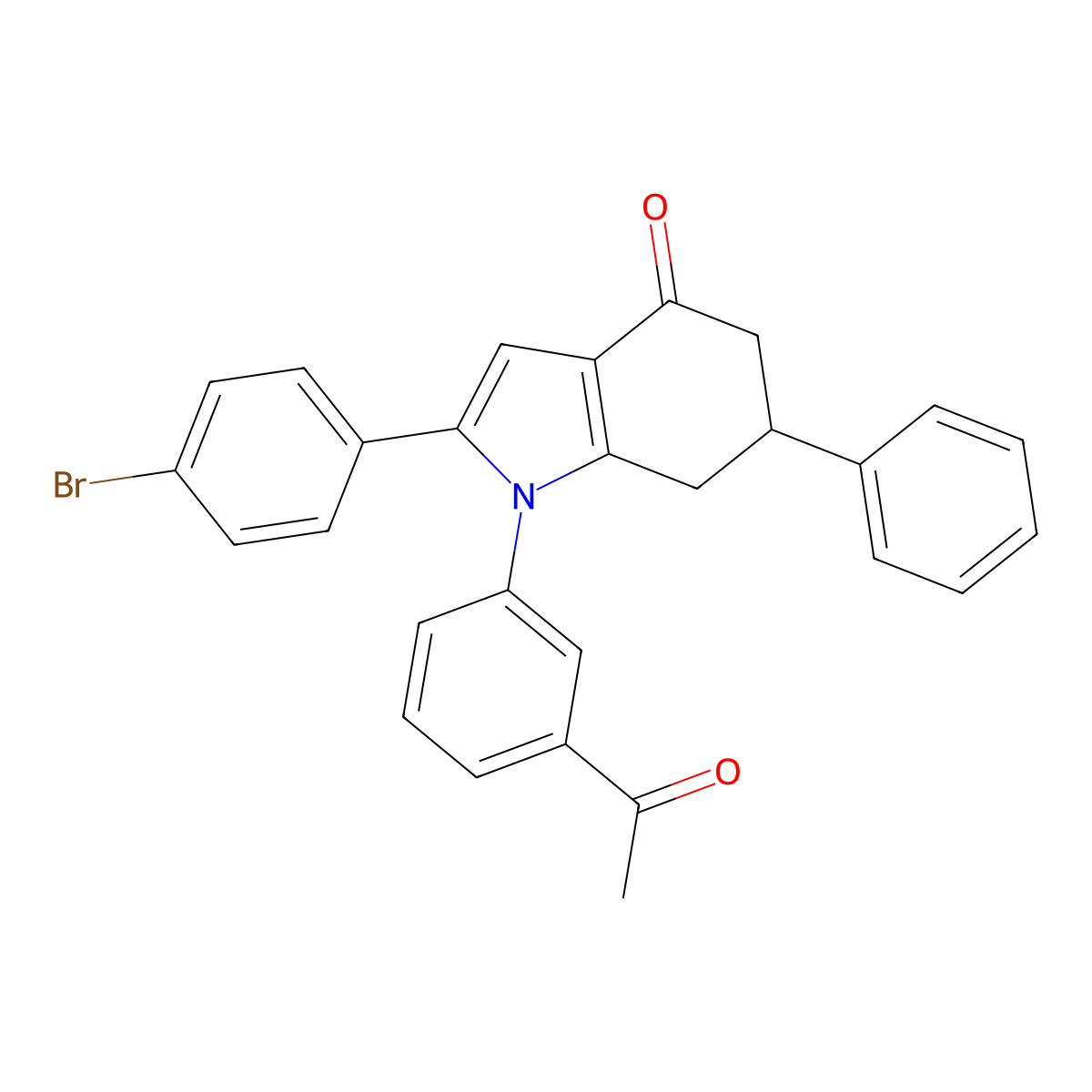 1-(3-acetylphenyl)-2-(4-bromophenyl)-6-phenyl-6,7-dihydro-5H-indol-4-one molecular structure, CAS 1024118-13-5