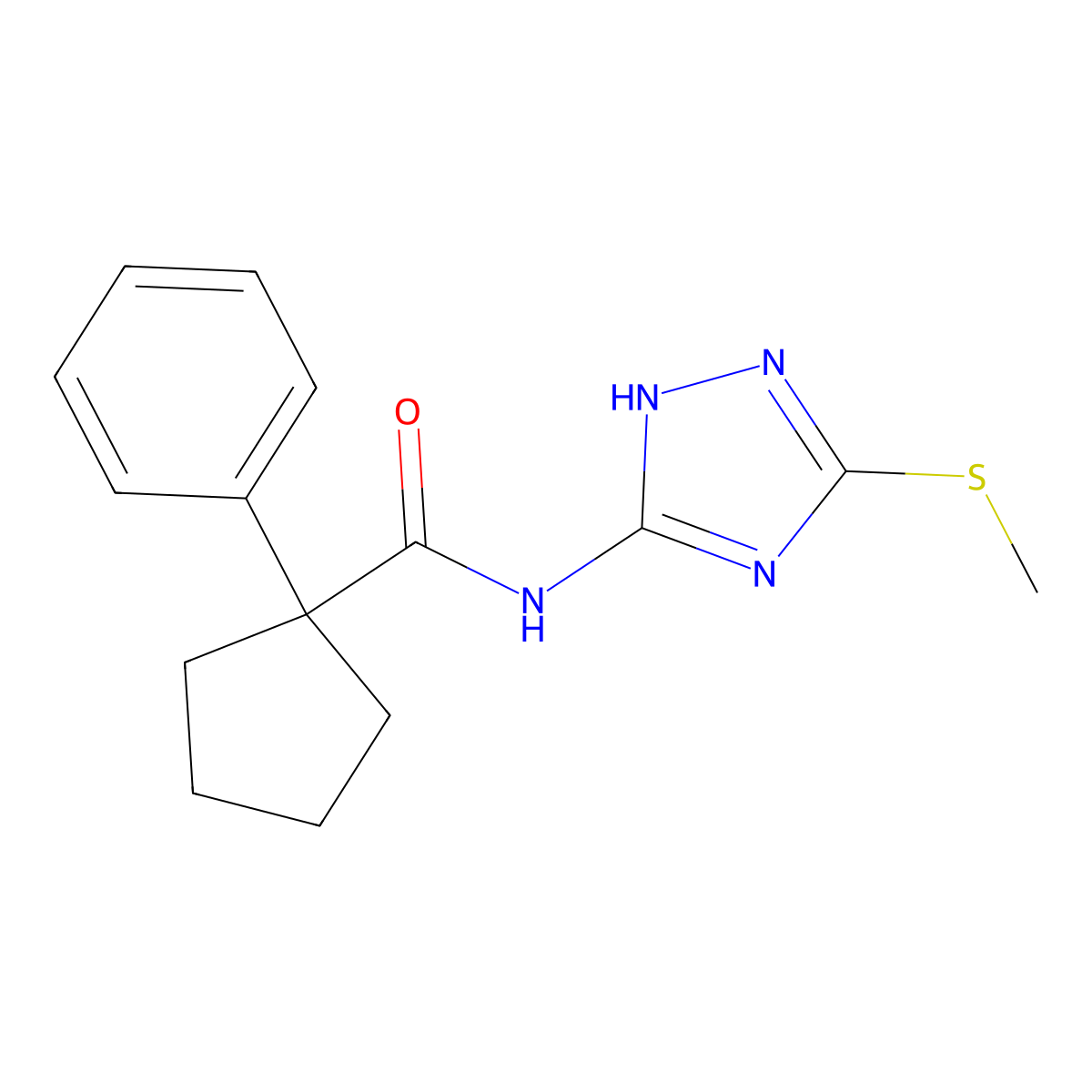 N-(3-methylsulfanyl-1H-1,2,4-triazol-5-yl)-1-phenylcyclopentane-1-carboxamide molecular structure, CAS 1024119-77-4