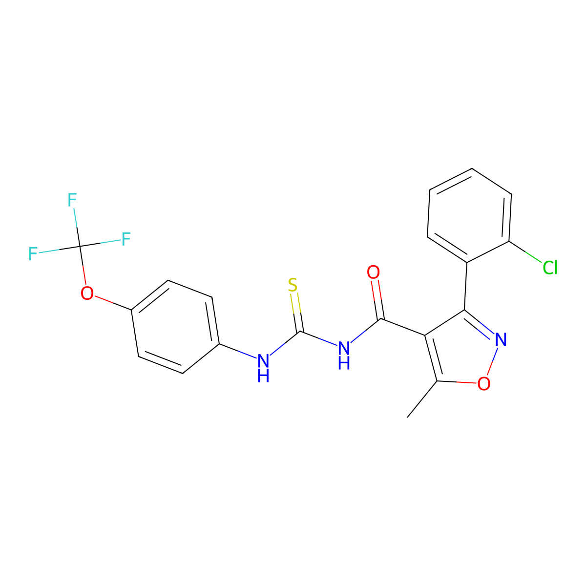 1-(3-(2-Chlorophenyl)-5-methylisoxazol-4-ylcarbonyl)-3-(4-(trifluoromethoxy)phenyl)thiourea molecular structure, CAS 1024126-29-1