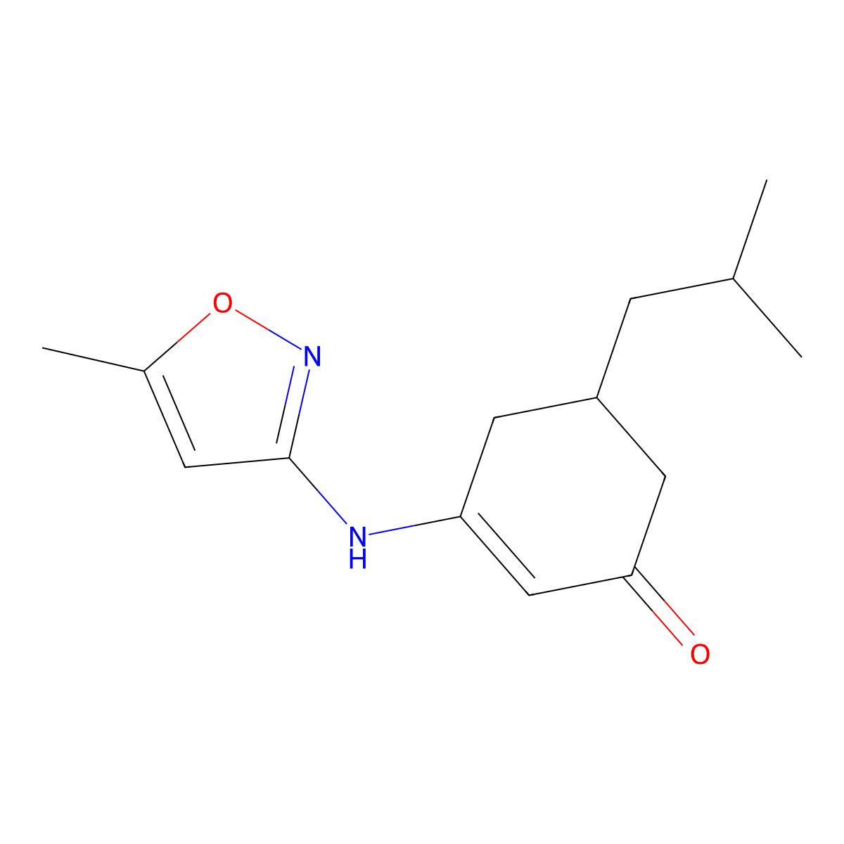3-[(5-Methyl-1,2-oxazol-3-yl)amino]-5-(2-methylpropyl)cyclohex-2-en-1-one molecular structure, CAS 1024126-30-4