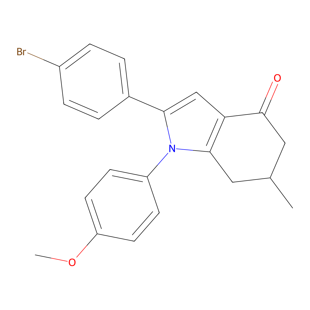 2-(4-bromophenyl)-1-(4-methoxyphenyl)-6-methyl-6,7-dihydro-5H-indol-4-one molecular structure, CAS 1024126-31-5