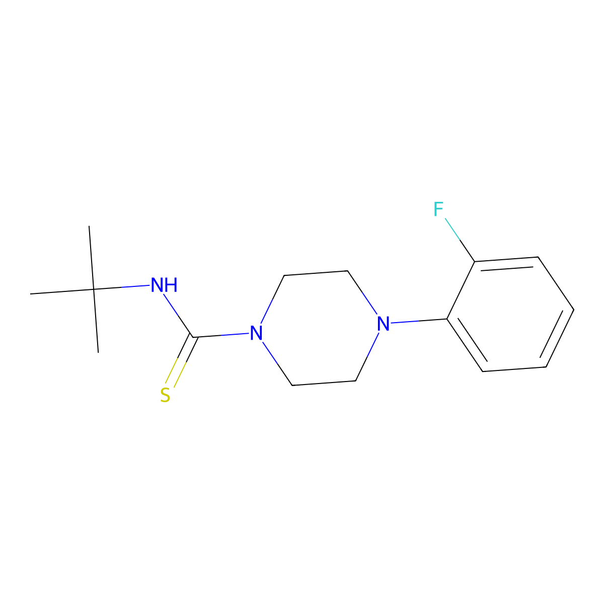 N-tert-butyl-4-(2-fluorophenyl)piperazine-1-carbothioamide molecular structure, CAS 1024126-83-7