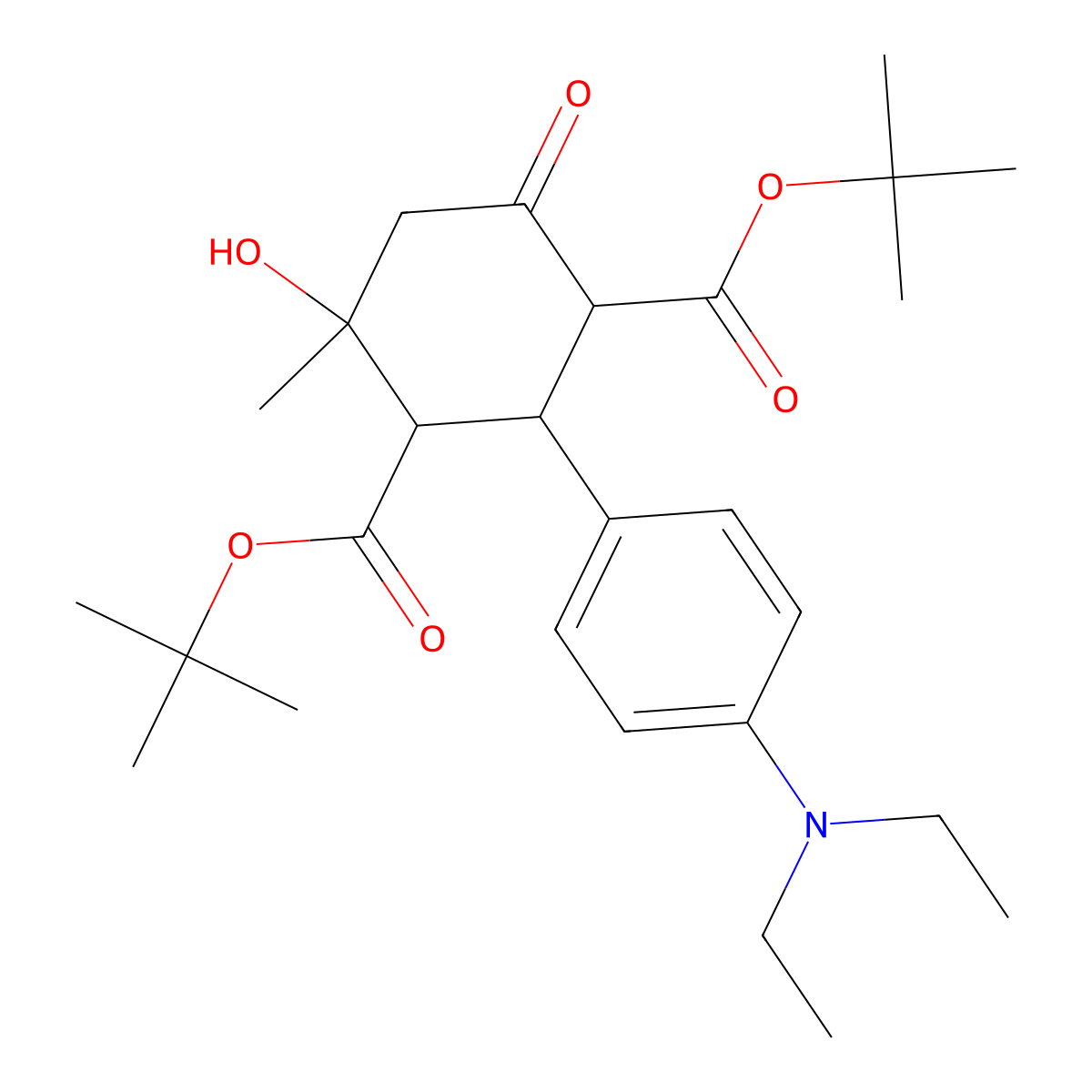 Di-tert-butyl 2-[4-(diethylamino)phenyl]-4-hydroxy-4-methyl-6-oxocyclohexane-1,3-dicarboxylate molecular structure, CAS 1024129-36-9