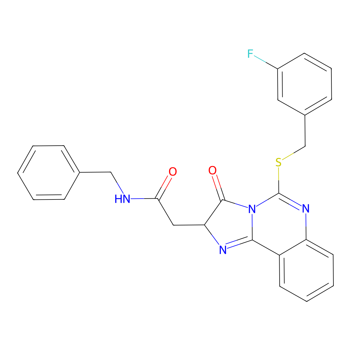 N-benzyl-2-[5-[(3-fluorophenyl)methylsulfanyl]-3-oxo-2H-imidazo[1,2-c]quinazolin-2-yl]acetamide molecular structure, CAS 1024131-33-6