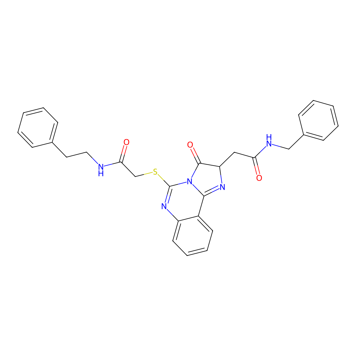 N-benzyl-2-(3-oxo-5-((2-oxo-2-(phenethylamino)ethyl)thio)-2,3-dihydroimidazo[1,2-c]quinazolin-2-yl)acetamide molecular structure, CAS 1024131-36-9