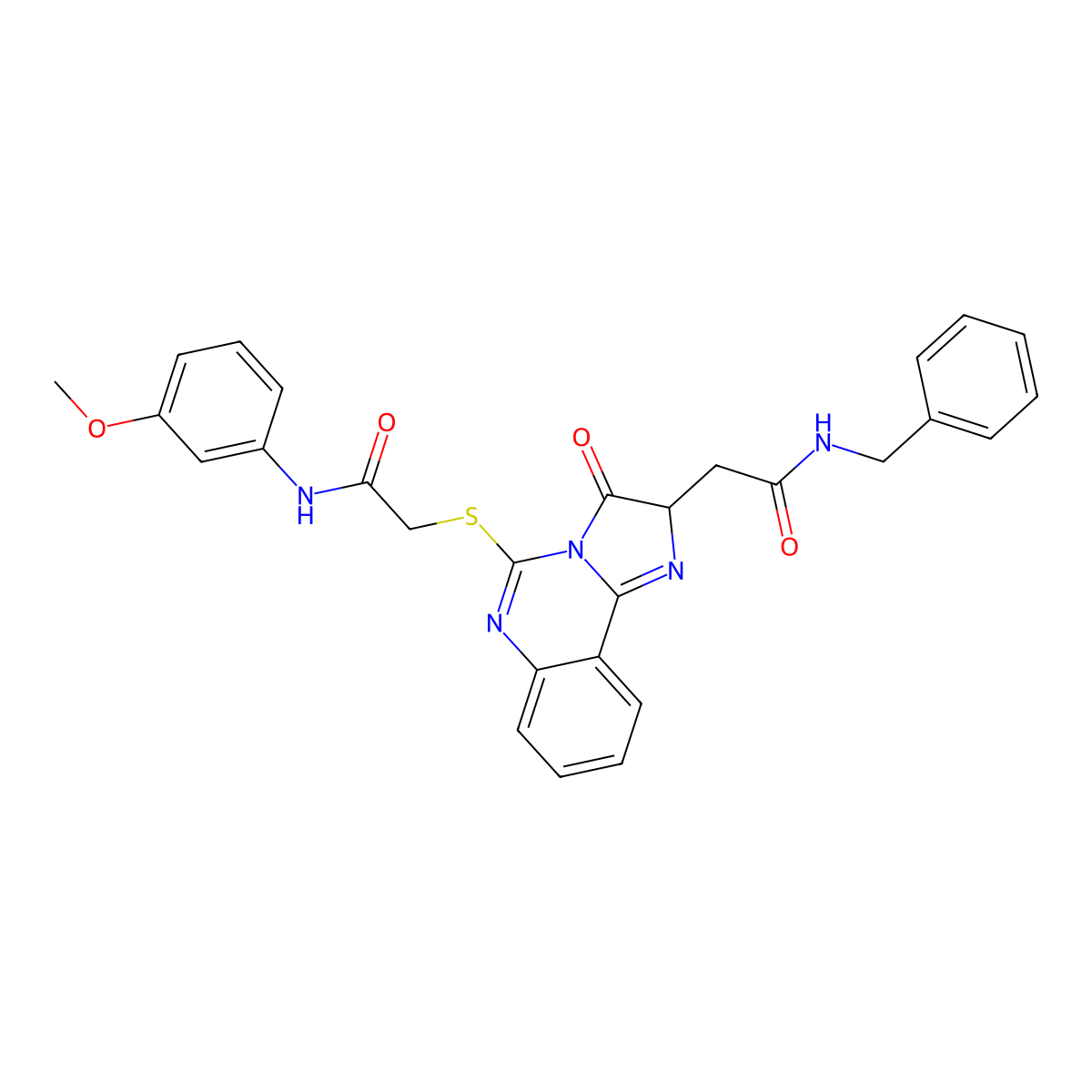 N-benzyl-2-[5-[2-(3-methoxyanilino)-2-oxoethyl]sulfanyl-3-oxo-2H-imidazo[1,2-c]quinazolin-2-yl]acetamide molecular structure, CAS 1024131-37-0