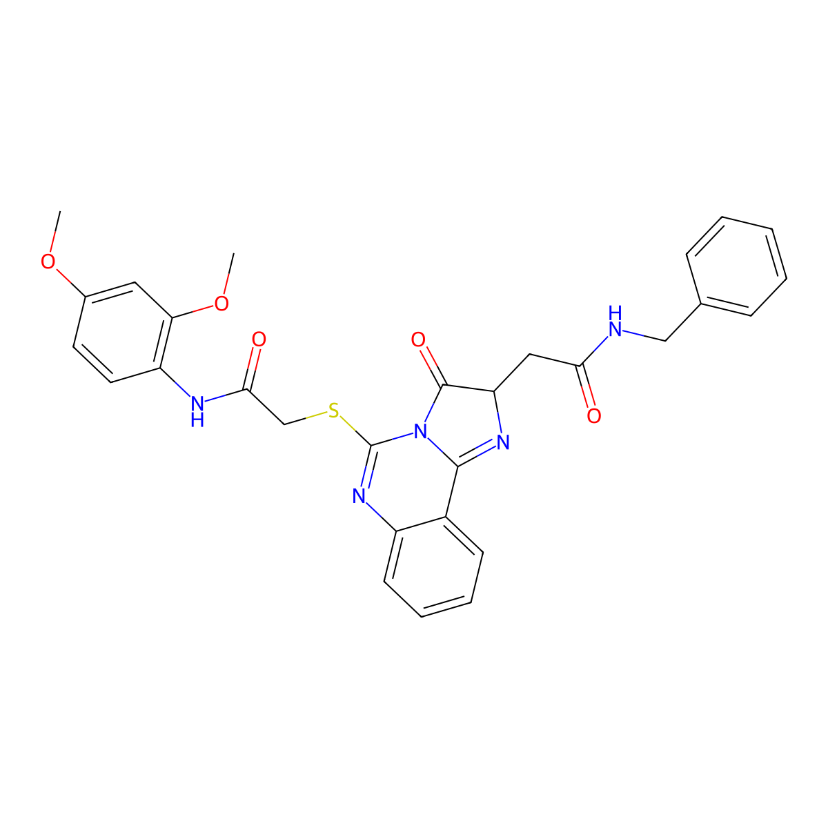 N-benzyl-2-[5-[2-(2,4-dimethoxyanilino)-2-oxoethyl]sulfanyl-3-oxo-2H-imidazo[1,2-c]quinazolin-2-yl]acetamide molecular structure, CAS 1024131-38-1