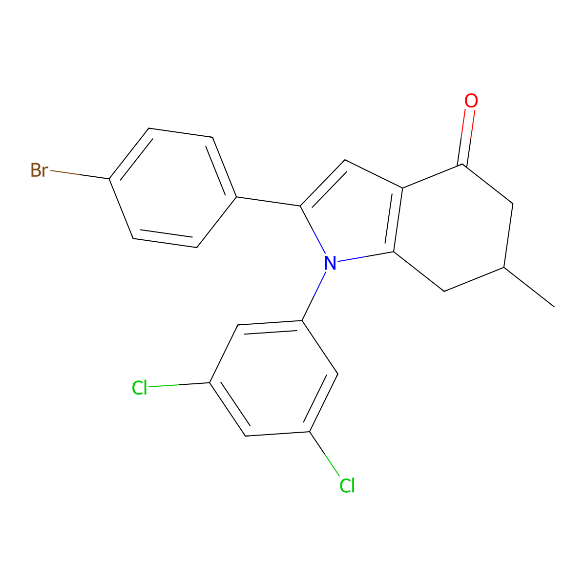 1-(3,5-Dichlorophenyl)-2-(4-bromophenyl)-6-methyl-5,6,7-trihydroindol-4-one molecular structure, CAS 1024131-83-6