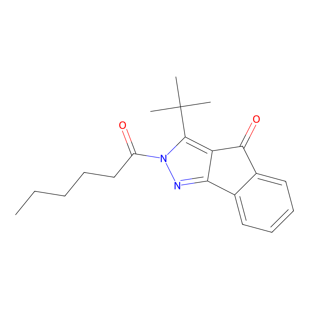 3-(Tert-butyl)-2-hexanoylindeno[3,2-C]pyrazol-4-one molecular structure, CAS 1024132-03-3