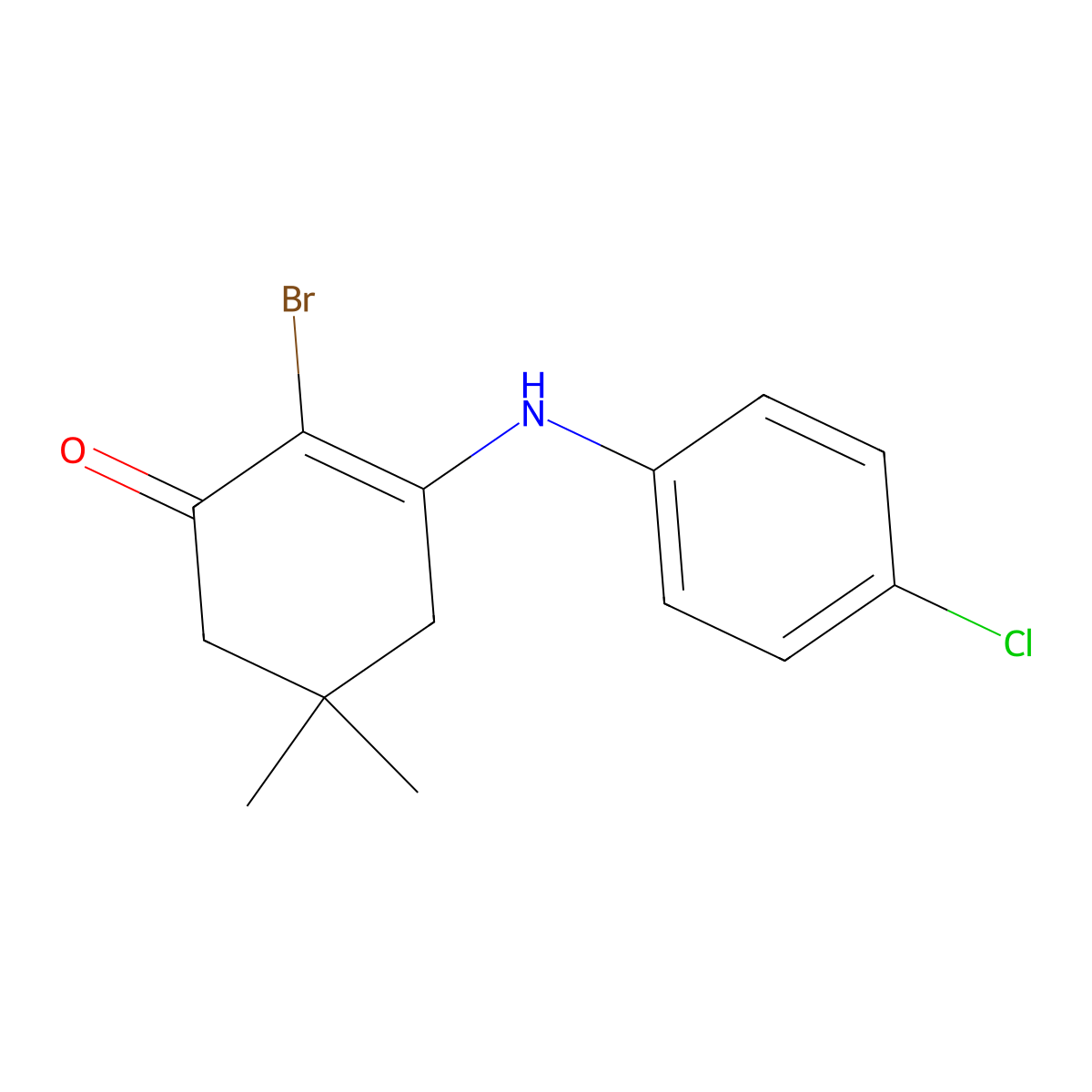 2-Bromo-3-((4-chlorophenyl)amino)-5,5-dimethylcyclohex-2-EN-1-one molecular structure, CAS 1024132-08-8