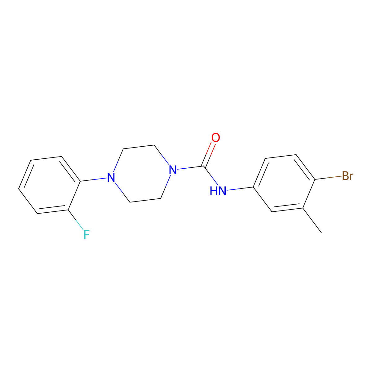 N-(4-bromo-3-methylphenyl)-4-(2-fluorophenyl)piperazine-1-carboxamide molecular structure, CAS 1024132-75-9