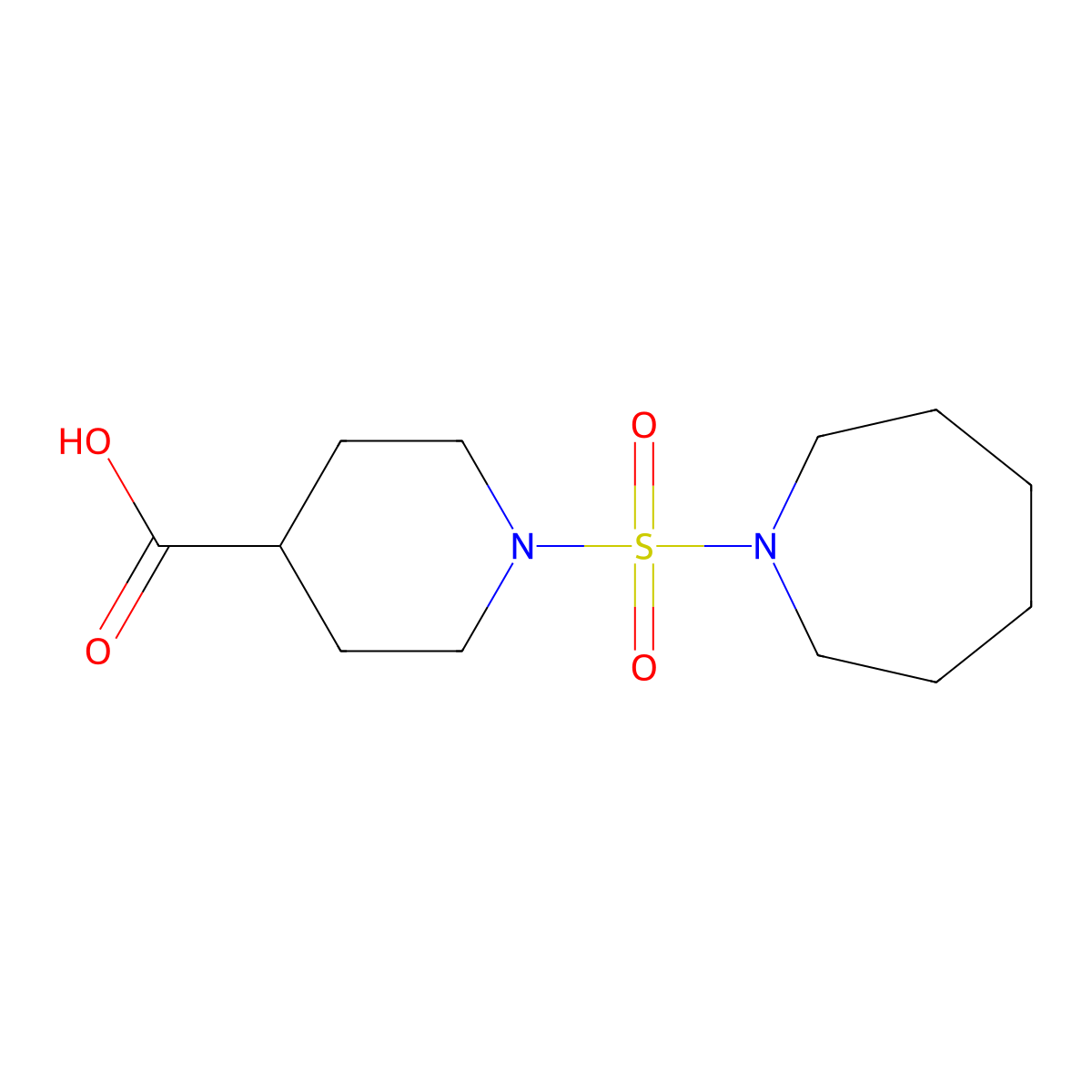 1-(azepan-1-ylsulfonyl)piperidine-4-carboxylic Acid molecular structure, CAS 1024133-77-4