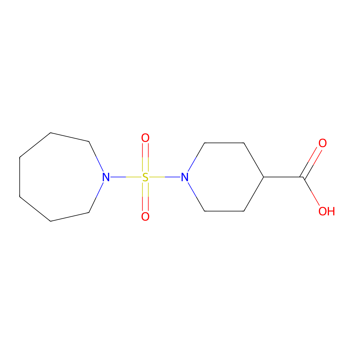 1-(azepan-1-ylsulfonyl)piperidine-4-carboxylic Acid molecular structure, CAS 1024133-77-4