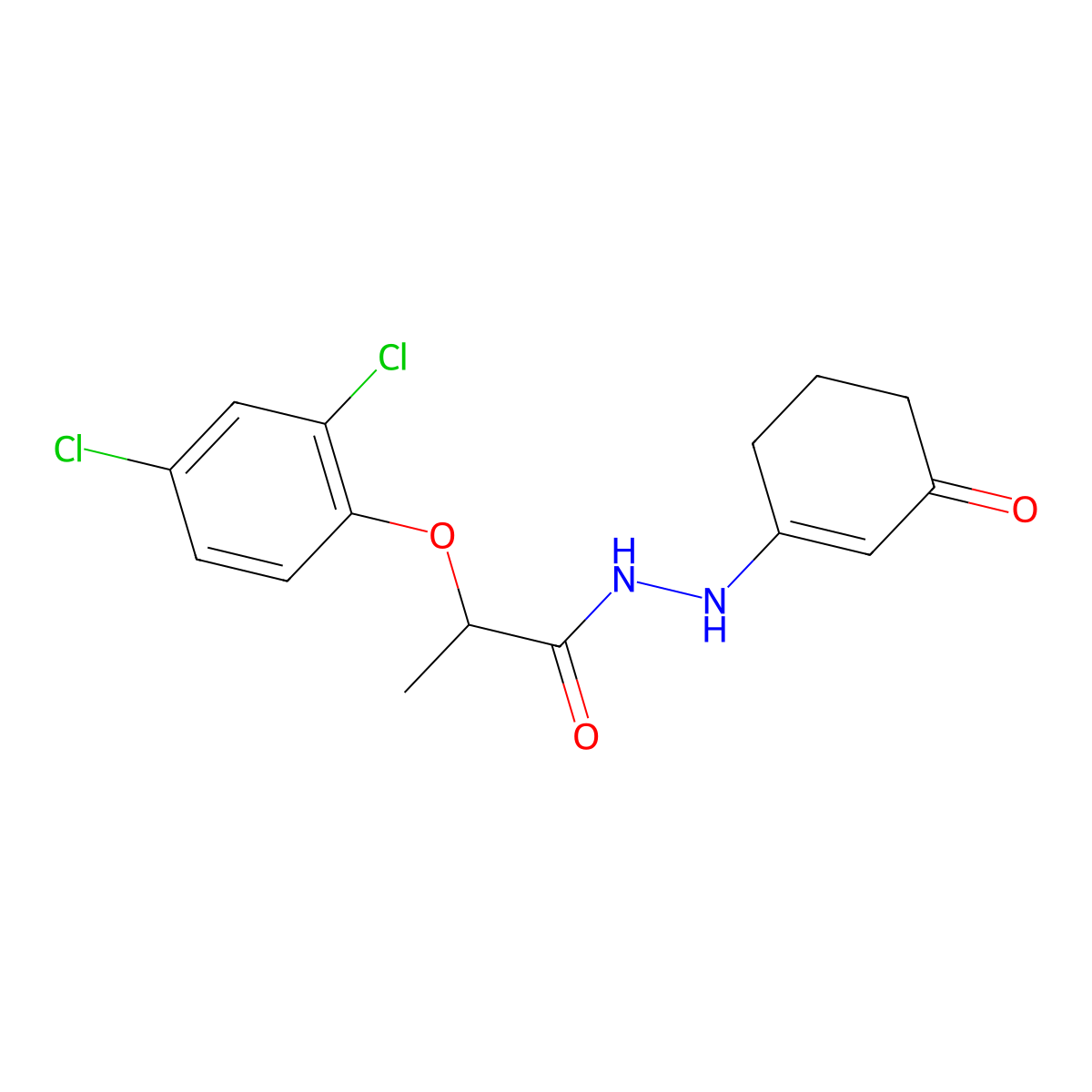 2-(2,4-dichlorophenoxy)-N'-(3-oxocyclohex-1-en-1-yl)propanehydrazide molecular structure, CAS 1024134-18-6
