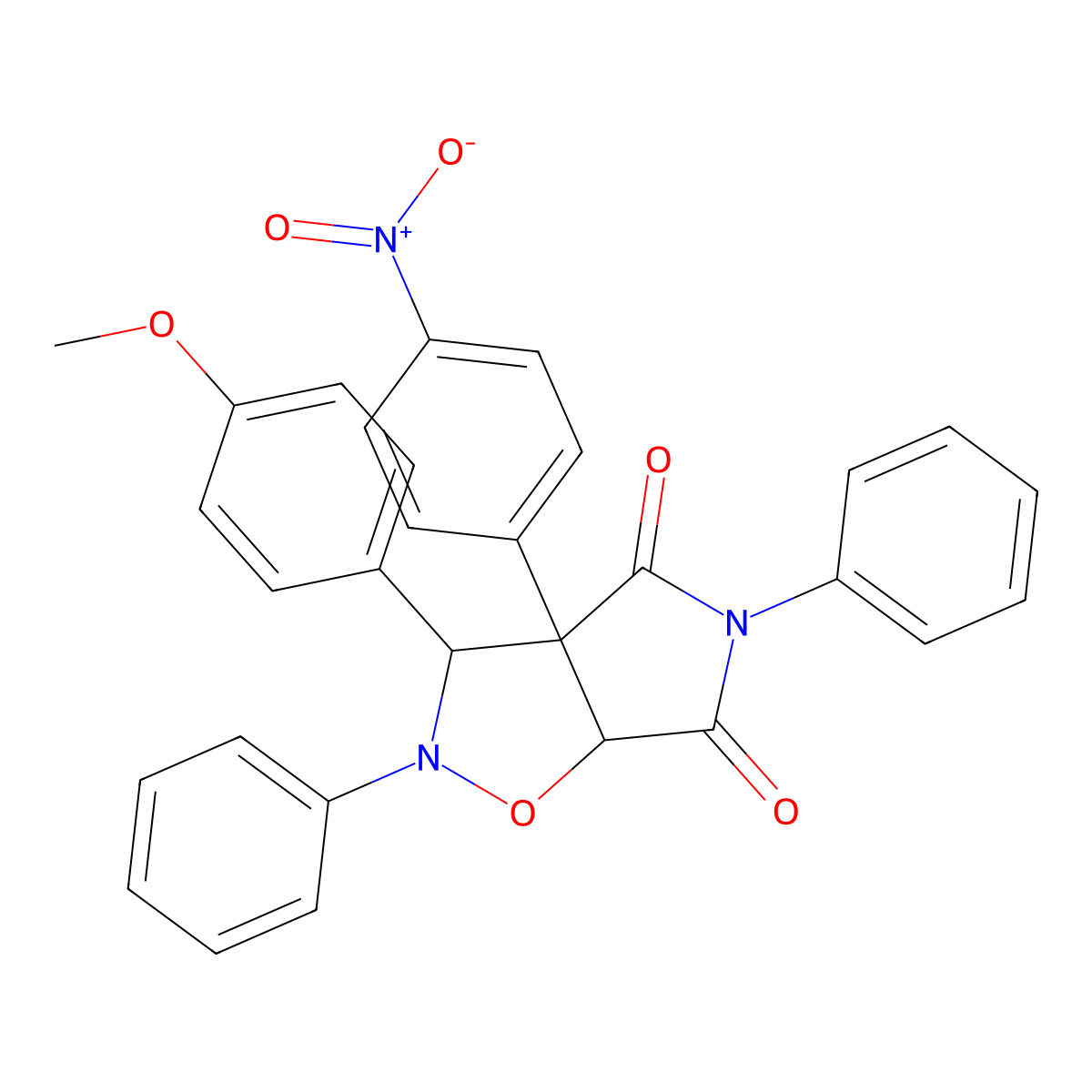 3-(4-methoxyphenyl)-3a-(4-nitrophenyl)-2,5-diphenyldihydro-2H-pyrrolo[3,4-d][1,2]oxazole-4,6(3H,5H)-dione molecular structure, CAS 1024134-48-2