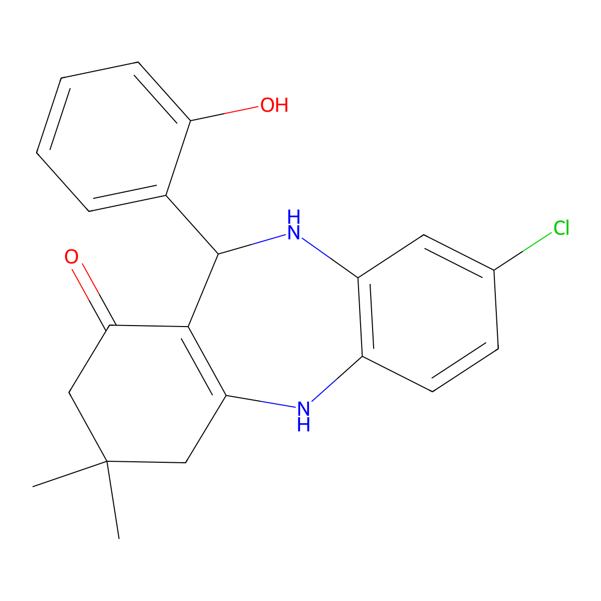 3-chloro-6-(2-hydroxyphenyl)-9,9-dimethyl-6,8,10,11-tetrahydro-5H-benzo[b][1,4]benzodiazepin-7-one molecular structure, CAS 1024134-58-4
