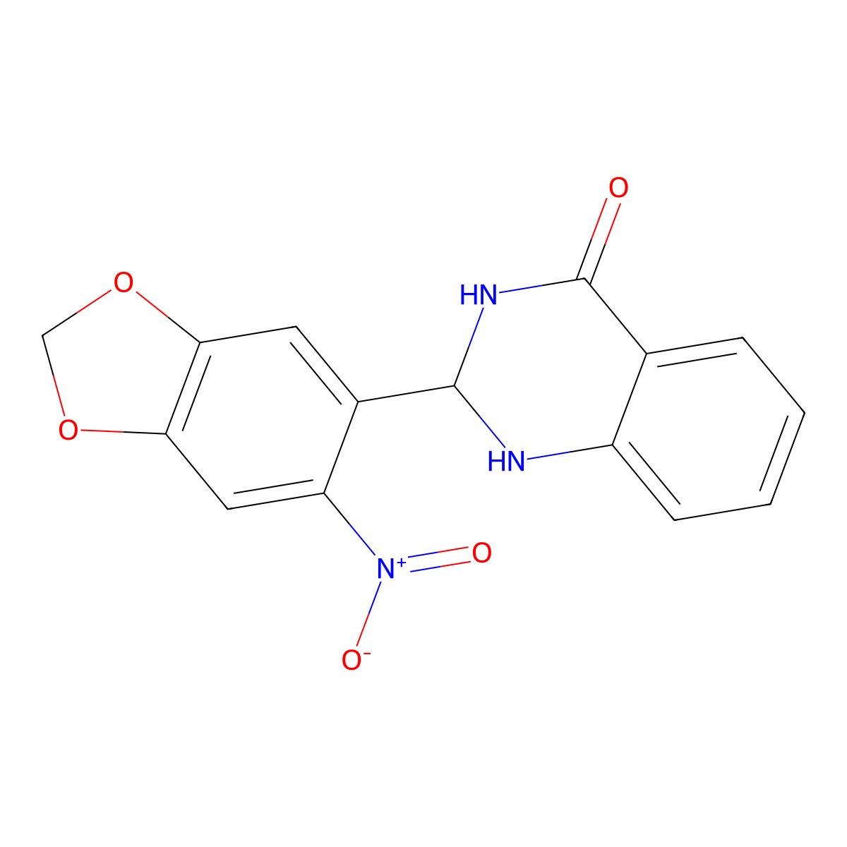 2-(6-nitro-1,3-benzodioxol-5-yl)-2,3-dihydro-1H-quinazolin-4-one molecular structure, CAS 1024135-46-3