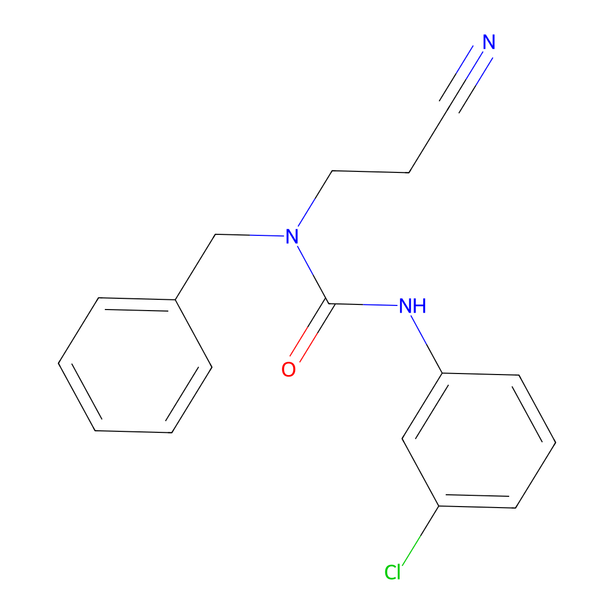 1-Benzyl-3-(3-chlorophenyl)-1-(2-cyanoethyl)urea molecular structure, CAS 1024138-51-9