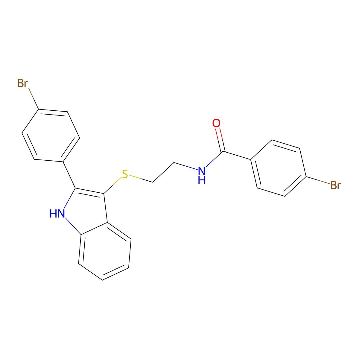 4-bromo-N-[2-[[2-(4-bromophenyl)-1H-indol-3-yl]sulfanyl]ethyl]benzamide molecular structure, CAS 1024141-20-5