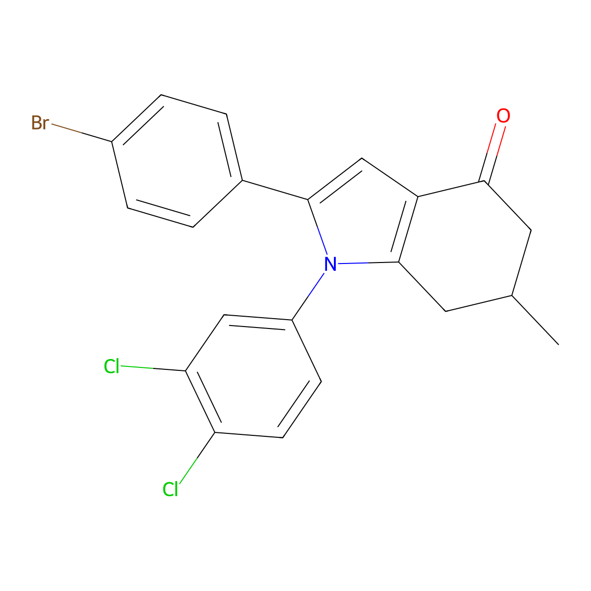 2-(4-bromophenyl)-1-(3,4-dichlorophenyl)-6-methyl-6,7-dihydro-5H-indol-4-one molecular structure, CAS 1024141-55-6