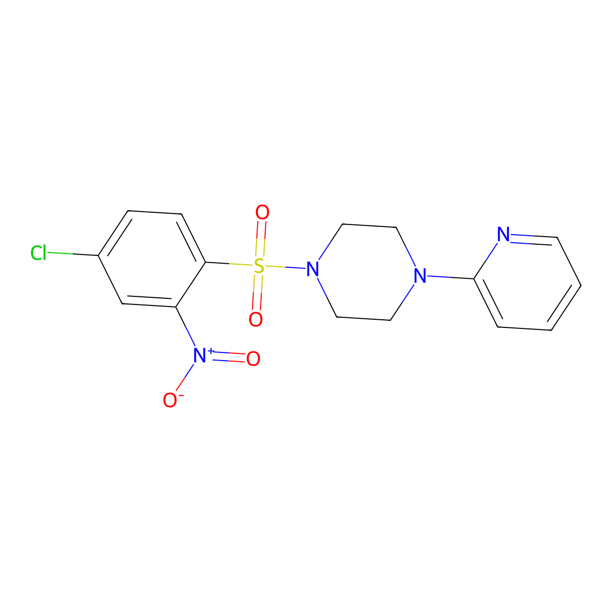 4-Chloro-2-nitro-1-((4-(2-pyridyl)piperazinyl)sulfonyl)benzene molecular structure, CAS 1024144-61-3