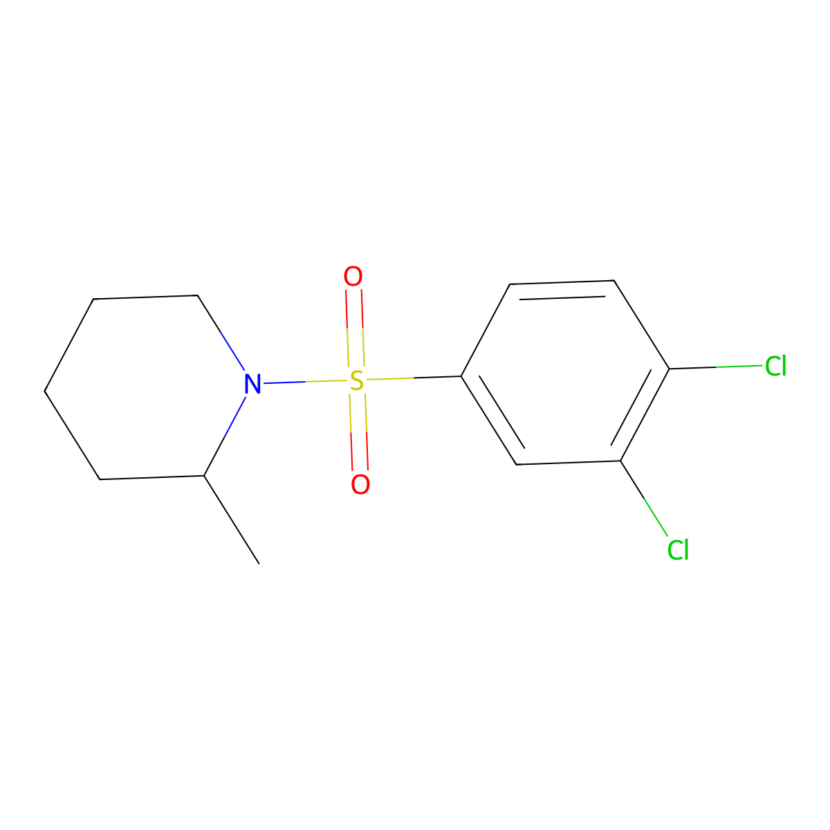 1-[(3,4-Dichlorophenyl)sulfonyl]-2-methylpiperidine molecular structure, CAS 1024146-80-2