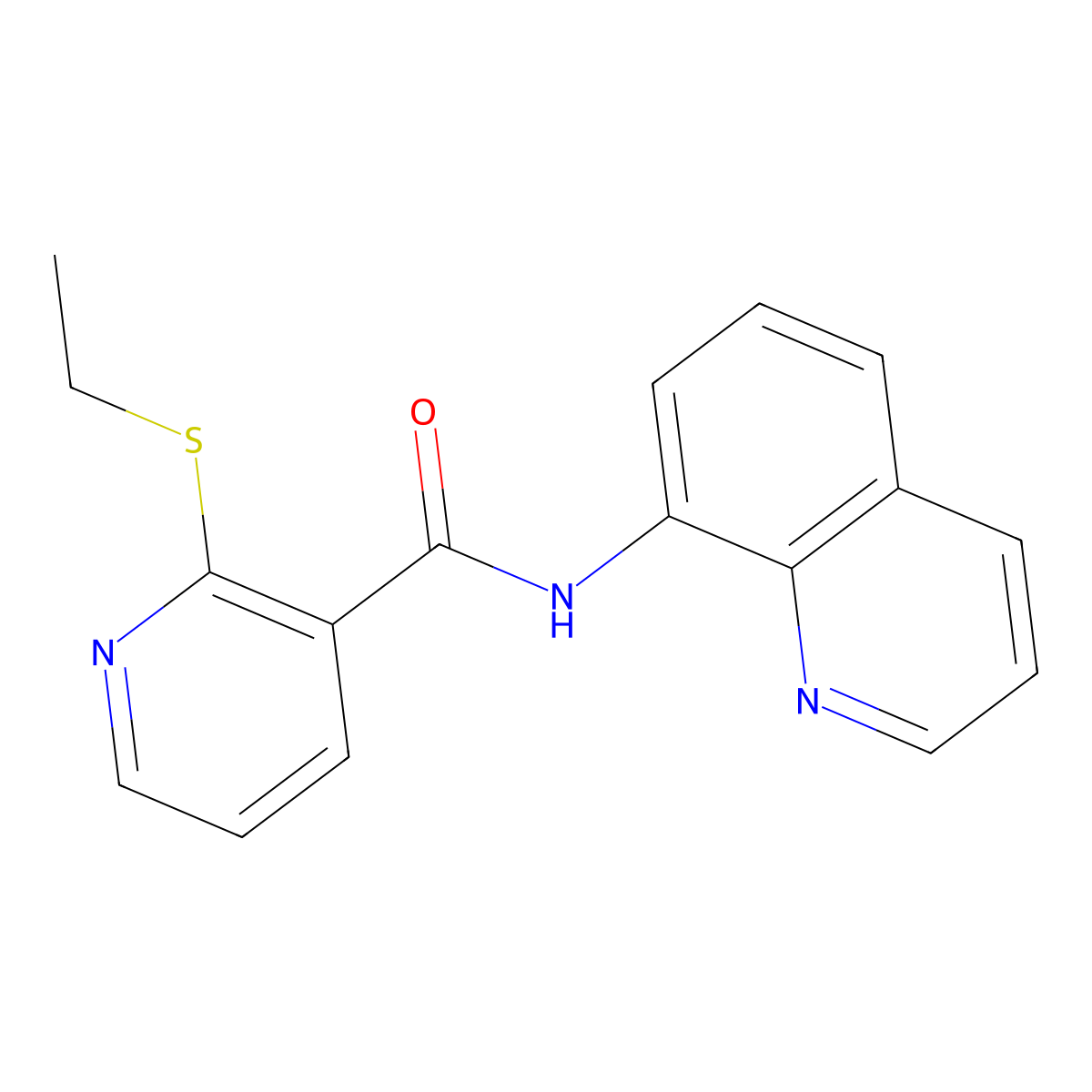 2-ethylsulfanyl-N-quinolin-8-ylpyridine-3-carboxamide molecular structure, CAS 1024146-86-8