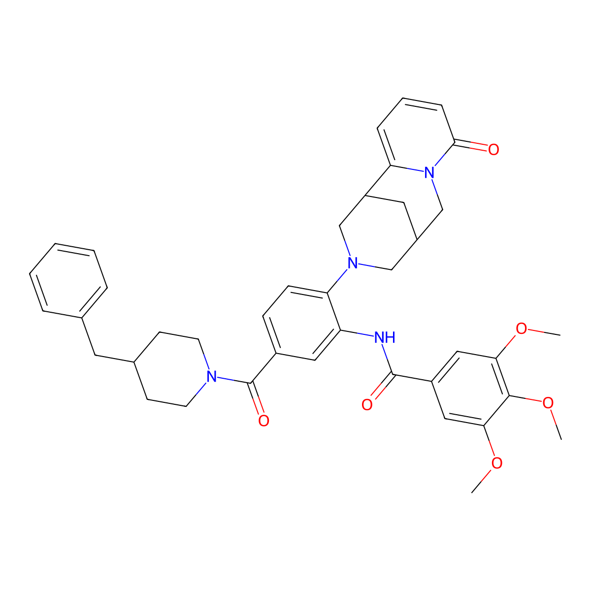 N-(5-(4-benzylpiperidine-1-carbonyl)-2-(8-oxo-5,6-dihydro-1H-1,5-methanopyrido[1,2-a][1,5]diazocin-3(2H,4H,8H)-yl)phenyl)-3,4,5-trimethoxybenzamide molecular structure, CAS 1024146-92-6