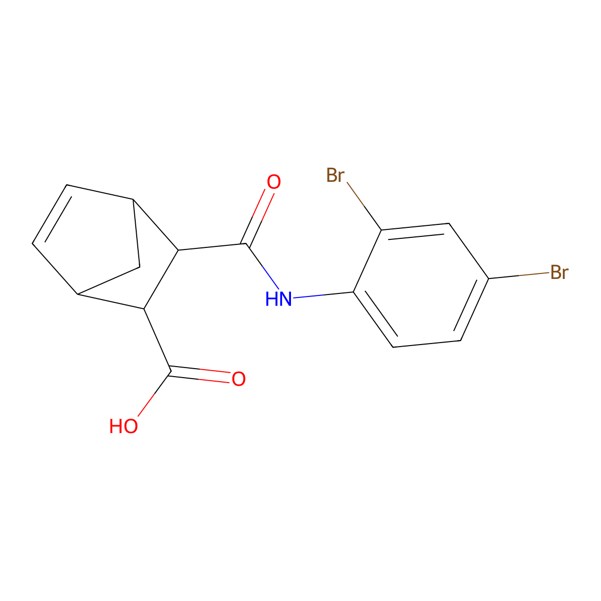 Bicyclo[2.2.1]hept-5-ene-2-carboxylic acid, 3-[[(2,4-dibromophenyl)amino]carbonyl]- molecular structure, CAS 1024148-76-2