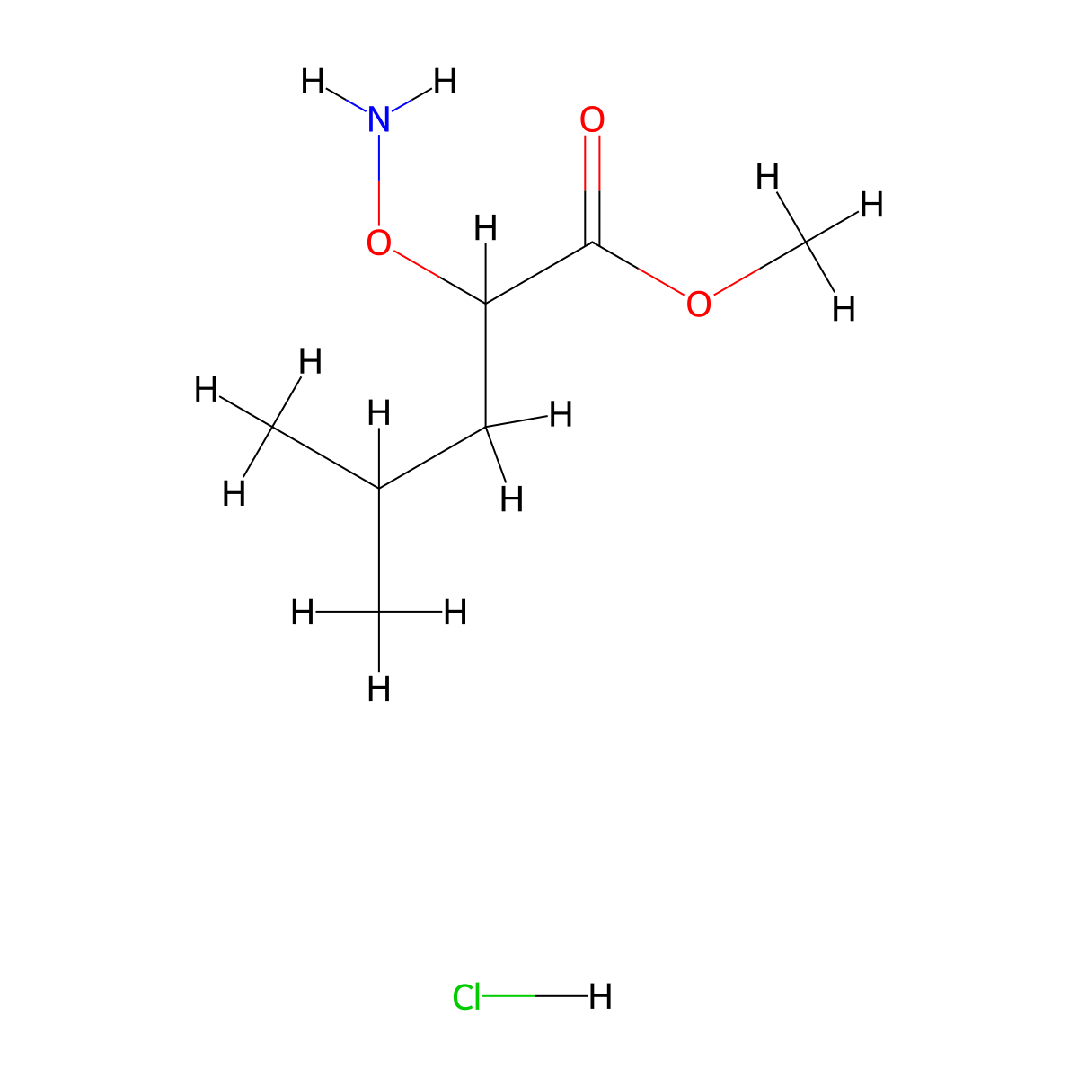 Methyl 2-(aminooxy)-4-methylpentanoate hydrochloride molecular structure, CAS 102415-36-1