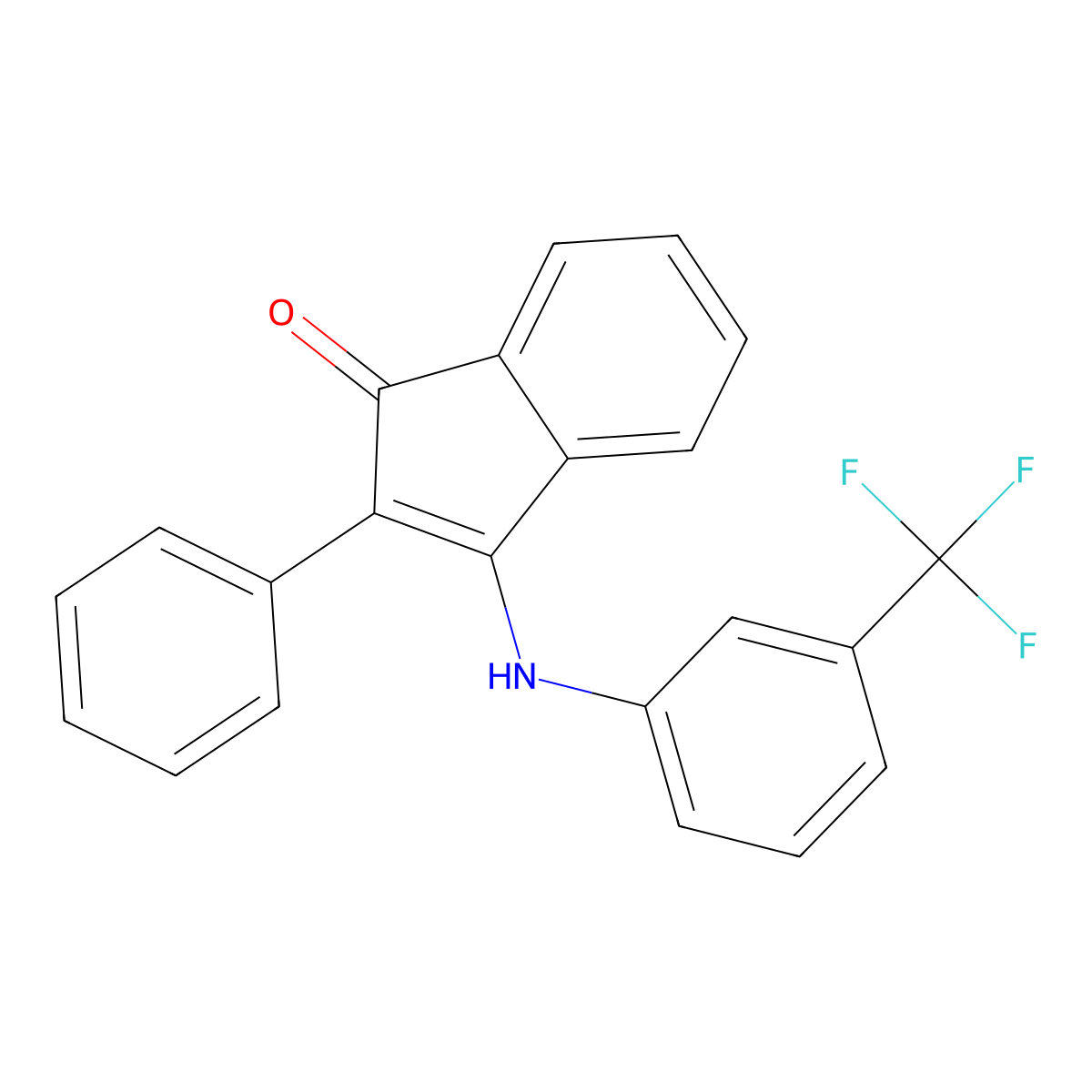 2-Phenyl-3-((3-(trifluoromethyl)phenyl)amino)inden-1-one molecular structure, CAS 1024151-74-3