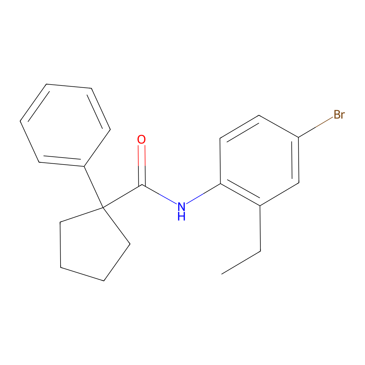 N-(4-bromo-2-ethylphenyl)-1-phenylcyclopentane-1-carboxamide molecular structure, CAS 1024152-07-5