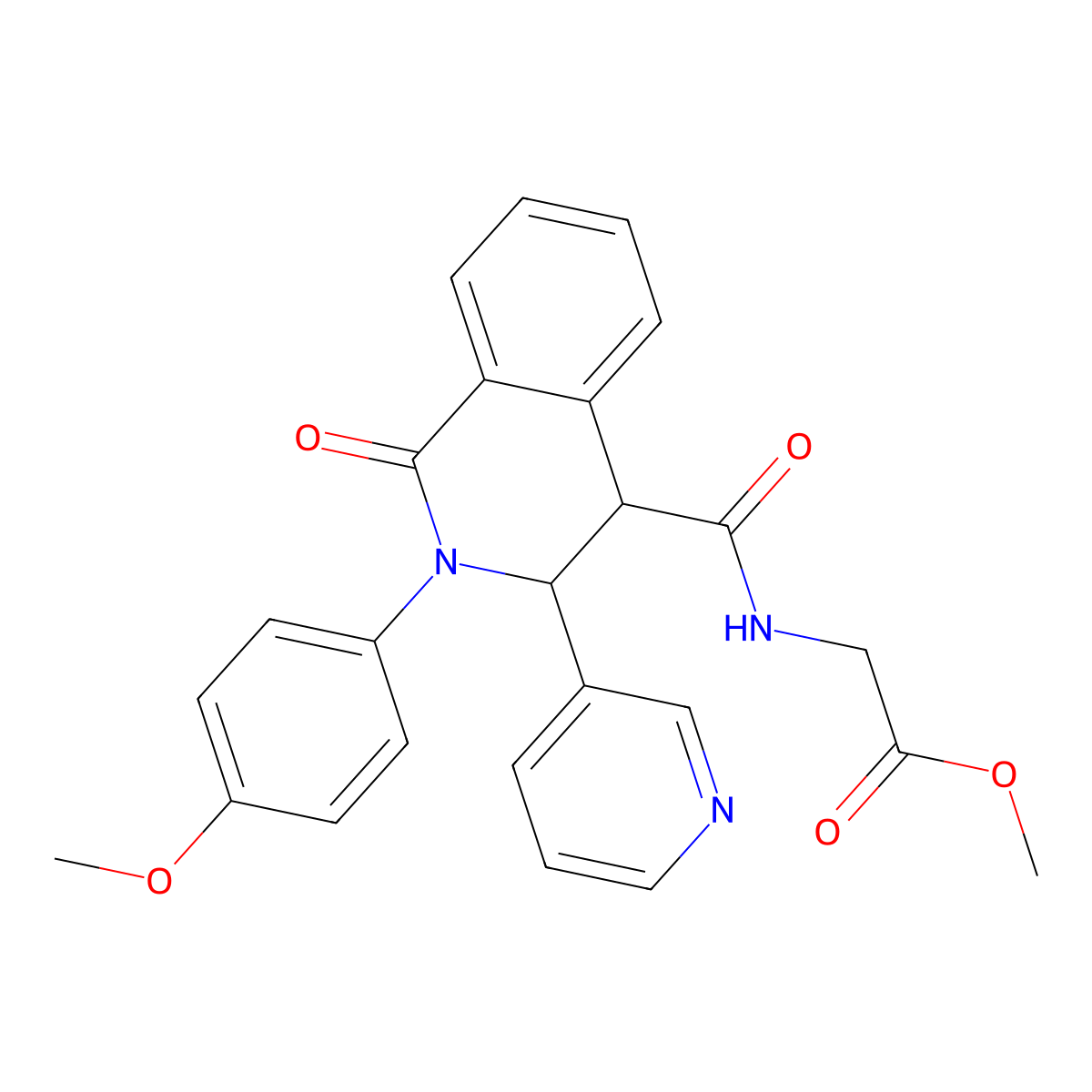 Methyl 2-[[2-(4-methoxyphenyl)-1-oxo-3-pyridin-3-yl-3,4-dihydroisoquinoline-4-carbonyl]amino]acetate molecular structure, CAS 1024154-11-7