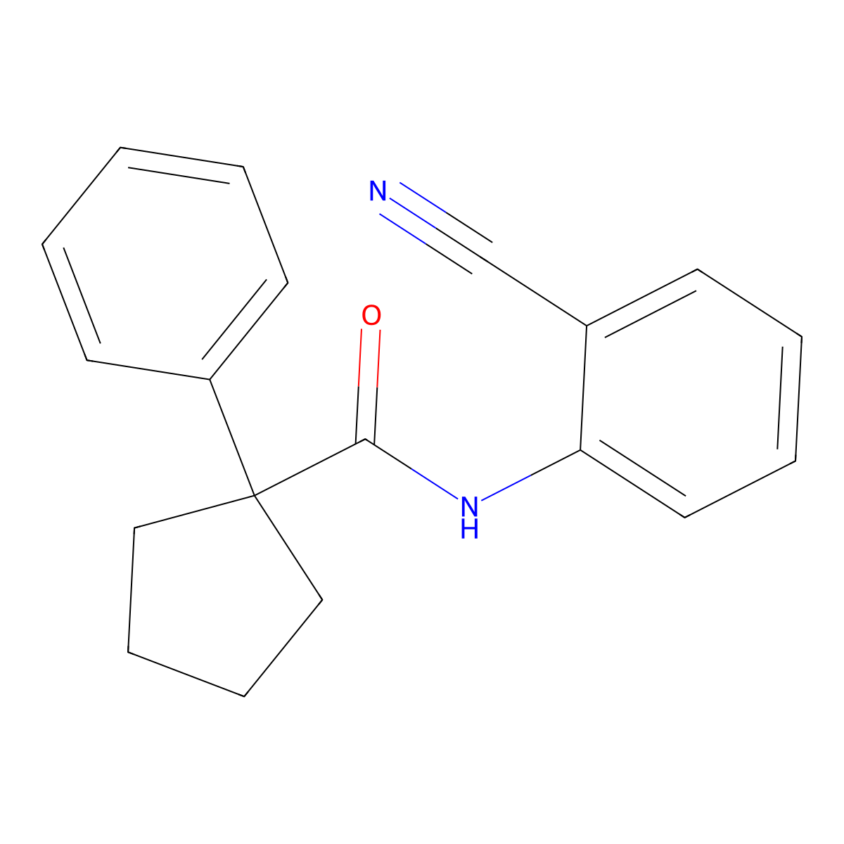 N-(2-cyanophenyl)-1-phenylcyclopentane-1-carboxamide molecular structure, CAS 1024157-39-8
